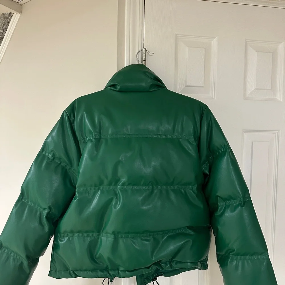 Green vegan Leather ALC Puffer Down Jacket - Picture 2 of 2